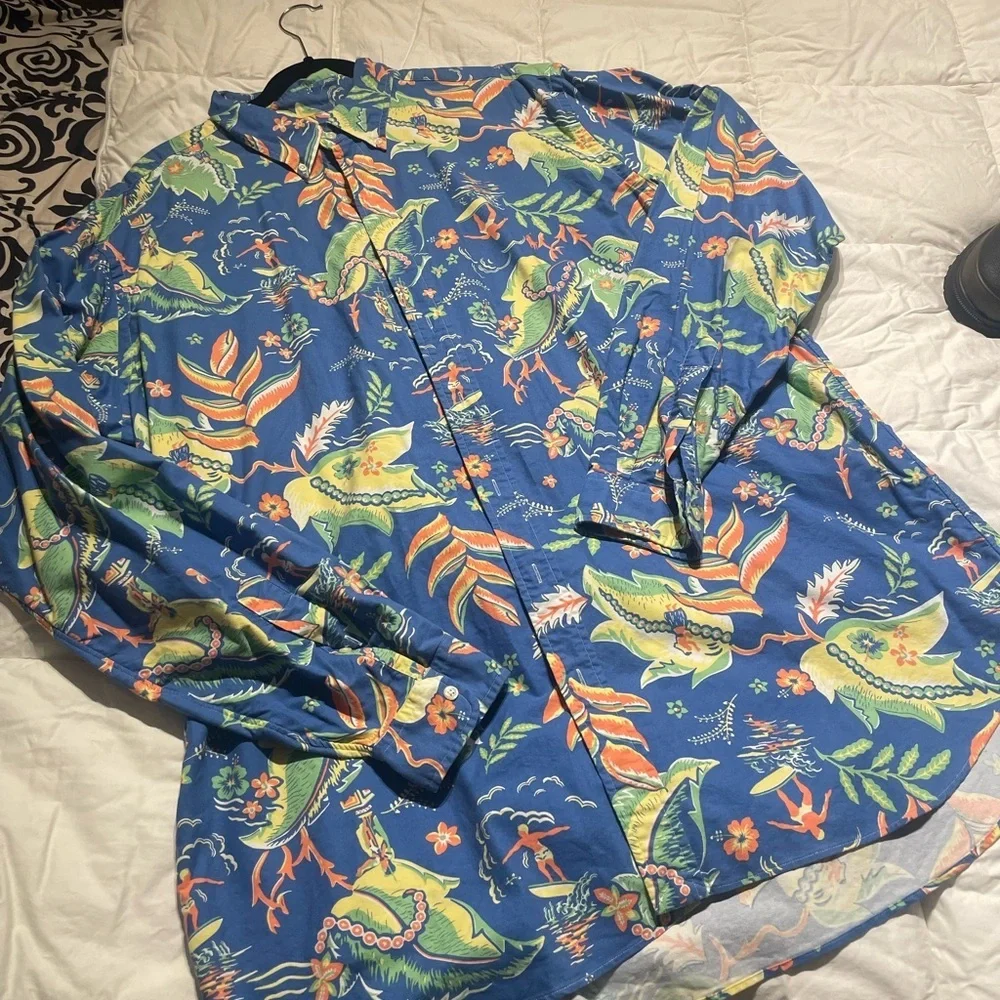 Ralph Lauren XXL Tall Classic Fit Hawaiian Long Sleeve Colorful  Shirt - Picture 2 of 7
